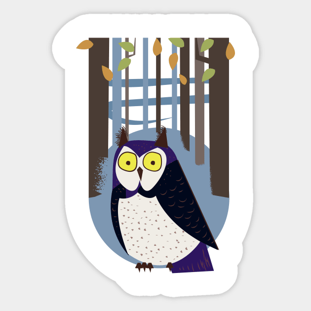 Owl in the Woodland Sticker by nickemporium1